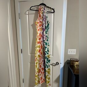 NWOT NY&Co Eva Mendes Halter Goddess Dress White Pattern Size XXL